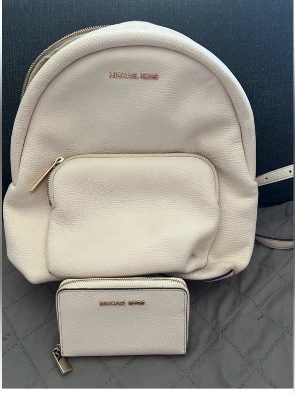 Michael Kors Blush Leather Backpack and Zip Wallet NWOT